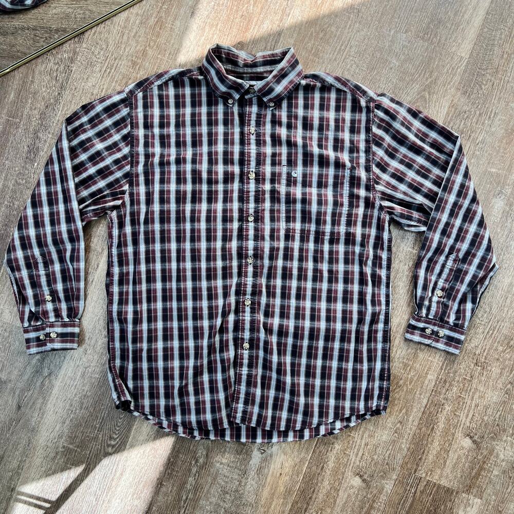 Carhartt Y2K Red and Black Flannel Long Sleeve Shirt